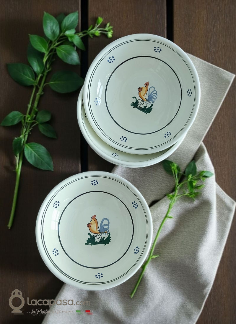 SET 6 Ciotole in ceramica - decoro Gallo - Lacapasa.com