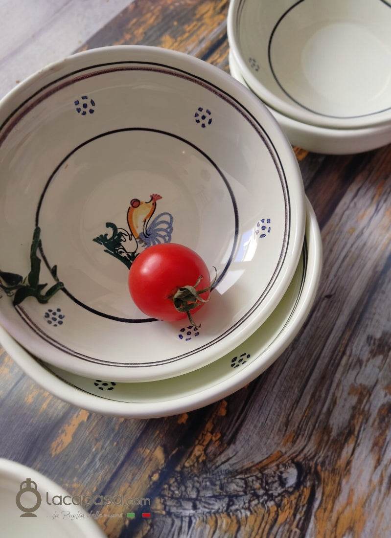 SET 6 Piatti Coppa in ceramica – decoro Gallo - Lacapasa.com