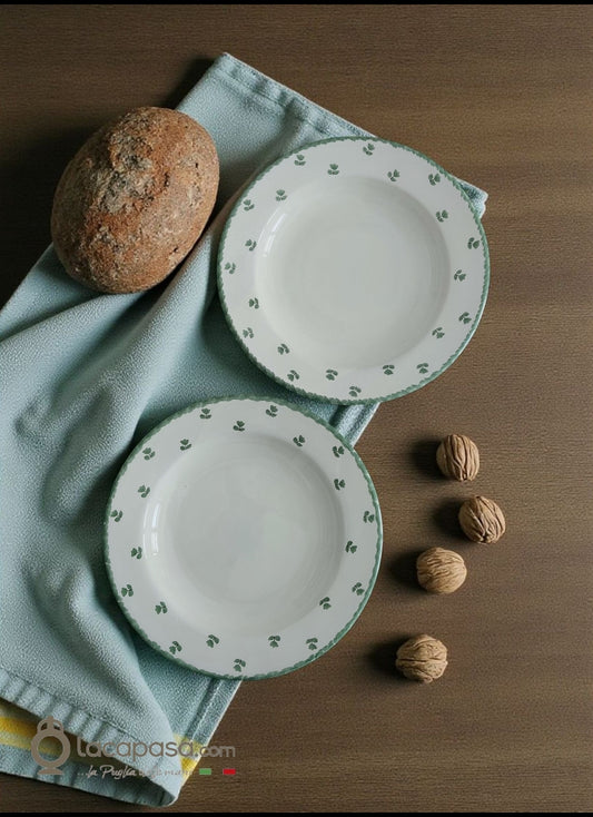 SET 6 Piatti Fondi ceramica – decoro Tulipano verde - Lacapasa.com