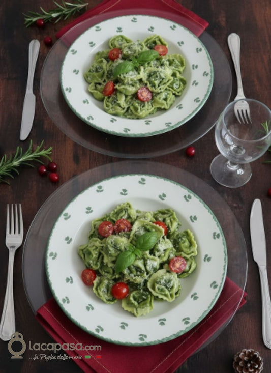 SET 6 Piatti Fondi ceramica – decoro Tulipano verde - Xmas - Lacapasa.com