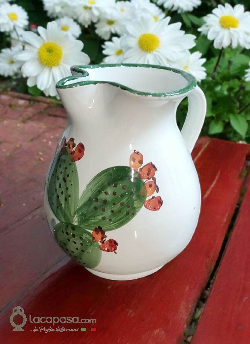 SRULO - Brocca in ceramica - decoro Fico d'India - Lacapasa.com