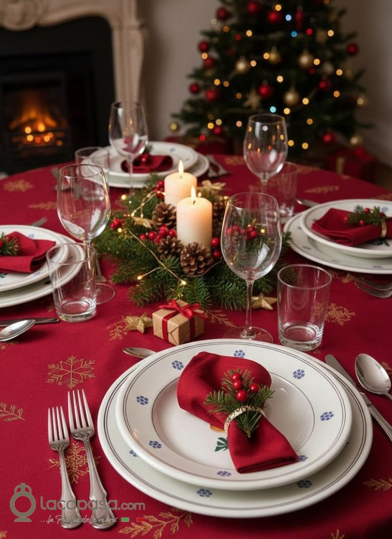 Set Piatti in ceramica – decoro Gallo - diam. 24 cm - Xmas - Lacapasa.com