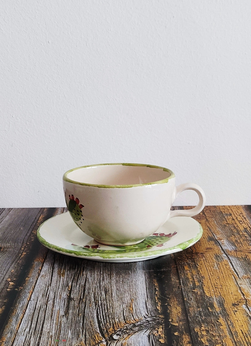 Tazza Colazione ceramica - decoro Fico d'India - Lacapasa.com